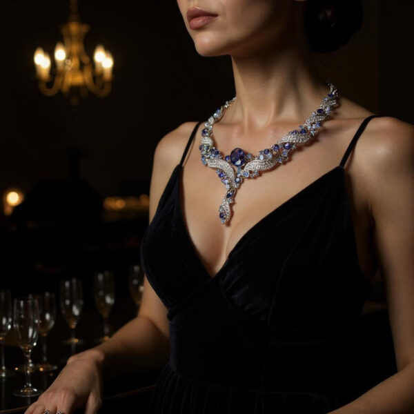 Elegant Sapphire & Crystal Jewelry Set
