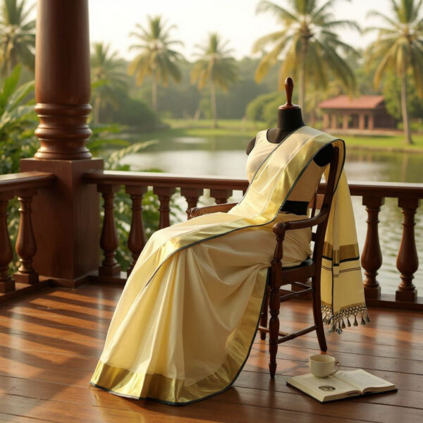 Elegant Golden Tissue Saree with Embellished Blouse