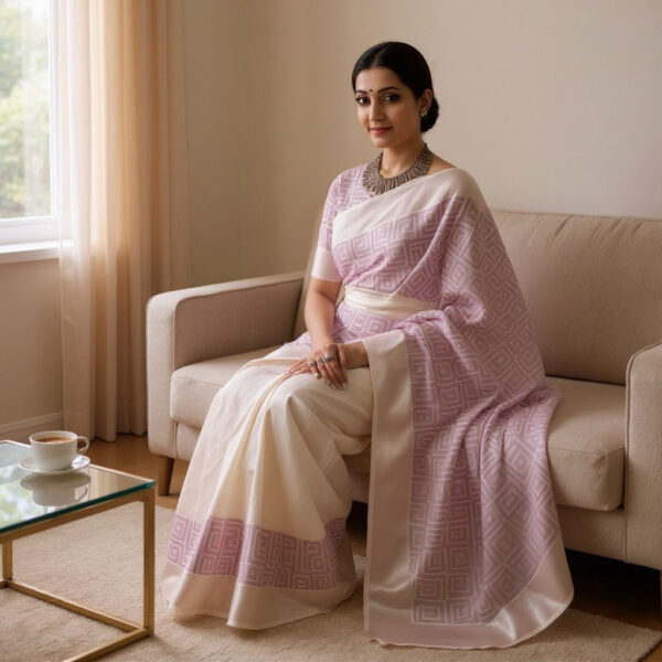 Exquisite Rose Gold Tissue Mural Saree