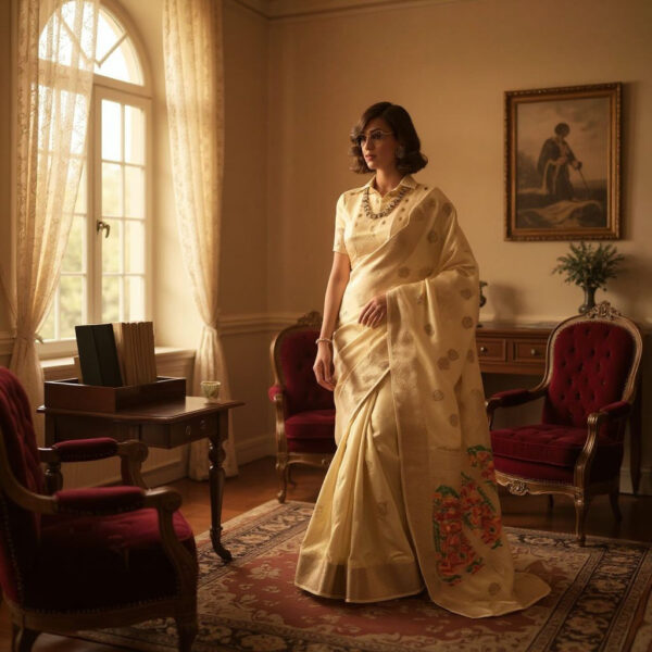 Golden Ready-to-Wear Saree with Blouse