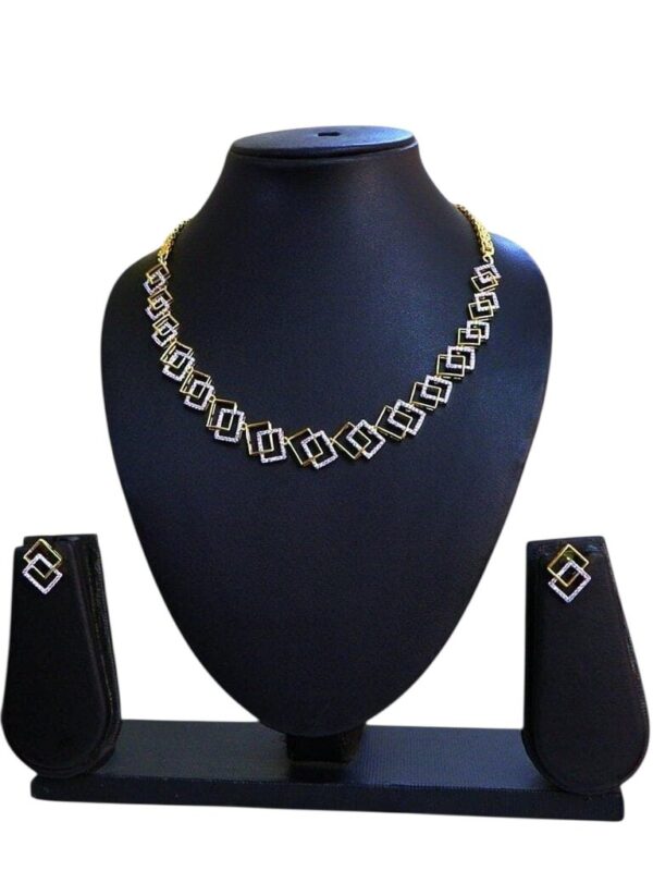 Sparkling Geometric Gold-Tone Necklace & Earring Set